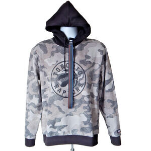 Hugo Boss Toronto Raptors Black Camo Hoodie W_Camo_NBA w/ Lanyard Men LARGE NWT